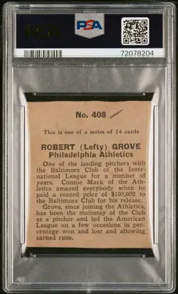 1933 Eclipse Import #408 Lefty Grove PSA 1.5 (MK) **Very Rare HOF** - Image 2
