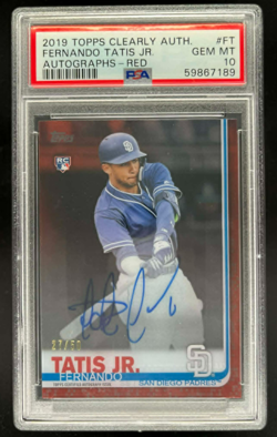 2019 TOPPS CLEARLY AUTHENTIC FERNANDO TATIS JR RC ROOKIE AUTO RED 27/50 PSA 10 - Image 1