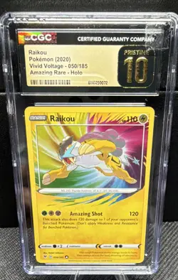 Pokemon Raikou 050/185 SWSH04: Vivid Voltage EN Holo Amazing Rare CGC 10 - Image 1