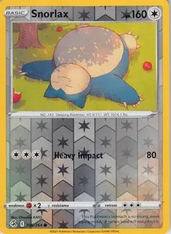 Snorlax 206/264 Common Fusion Strike Pokemon Reverse Holo Near Mint - Image 1