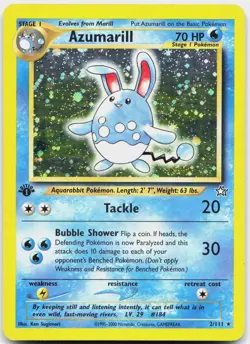 Azumarill 2/111 Holo Rare Neo Genesis Pokemon 1st Edition Holo Moderately Played - Image 1