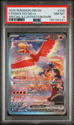 2025 POKEMON DRI EN-DESTINED RIVALS #230 ETHAN'S HO-OH EX PSA 8 - Image 1