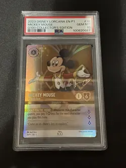 2023 Disney Lorcana Mickey Mouse Friendly Face D100 Collector’s Edit PSA 10 - Image 1