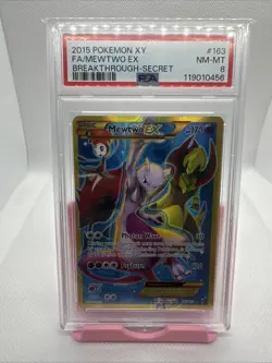 2015 POKEMON XY BREAKTHROUGH SECRET #163 FULL ART/MEWTWO EX PSA 8 - Image 1