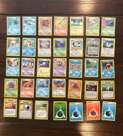 35 Vintage Pokemon Cards Lot WOTC EX Era 26 Commons + 5 Trainers + 4 Energy - Image 1