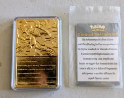 23K Gold Plated CHARIZARD Trading Card 1999 Burger King Pokemon in Plastic Case - Image 1