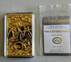 23K Gold Plated CHARIZARD Trading Card 1999 Burger King Pokemon in Plastic Case - Image 2