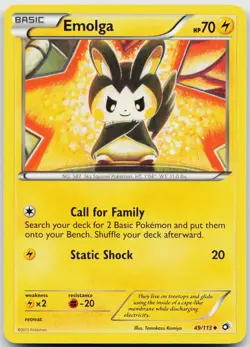 Emolga 49/113 Uncommon Legendary Treasures Pokemon Near Mint - Image 1