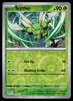 Scyther Common Reverse Holo Temporal Forces TEF 001/162 Pokemon NM 2024 - Image 1