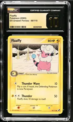 Pokemon CGC 10 PRISTINE Flaaffy 56/115 EX Unseen Forces 2005 - Image 1