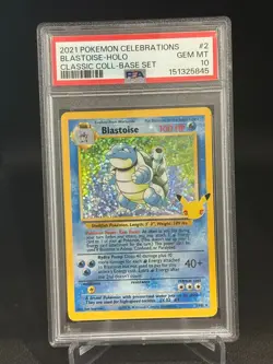 PSA 10 2021 Pokemon Celebrations Classic Collection Blastoise Holo 2/102 EN - Image 1