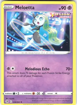 Meloetta 124/264 SWSH08: Fusion Strike Rare Pokemon Card NM - Image 1