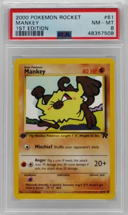 Pokemon 1st Edition Mankey 61/82 Team Rocket PSA 8 NM/Mint - Image 3