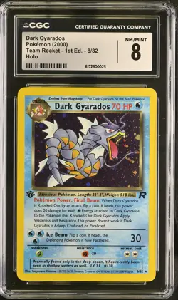 DARK GYARADOS 8/82 HOLO TEAM ROCKET - 1ST ED. POKEMON CGC 8 NM/MINT - Image 1