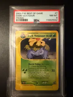 2003 POKEMON BEST OF GAME PROMO #7 DARK VENUSAUR PSA 8 - Image 1
