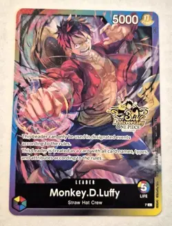 Monkey D. Luffy One Piece TCG Rainbow Leader 3rd Anniversary Stamped - Promo - Image 3