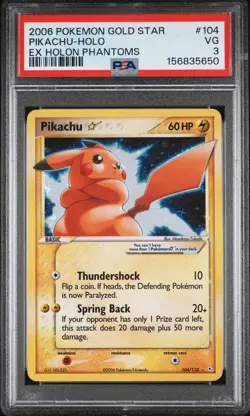 2006 POKEMON EX HOLON PHANTOMS GOLD STAR #104 PIKACHU-HOLO PSA 3 - Image 1