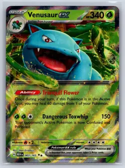 Venusaur ex 003/165 Double Rare 151 Pokemon Holo Near Mint - Image 1