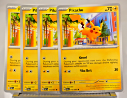 Pokemon TCG Paldean Fates Pikachu 018/091 Common Regular x4 Playset - Image 1