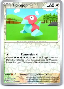 Porygon 137/165 Common 151 Pokemon Reverse Holo Near Mint - Image 1