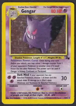 Pokemon Gengar 5/62 Holo Fossil - Image 1