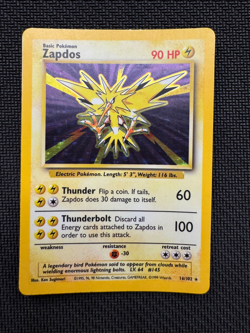 Pokemon TCG Zapdos 16/102 Base Set Unlimited Holo Rare WOTC VTG 1999 MP - Image 1