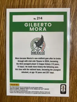 Panini Gilberto Mora Mexico Rated Rookie FIFA World Cup 2025-26 #214 Optic - Image 2