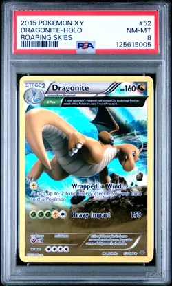 Pokemon Card Dragonite 52/108 Holo Foil Roaring Skies PSA 8 NM-MT - Image 1