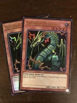 Yugioh x2 Thunder Dragon Ultra Rare Legendary Collection Kaiba Reprint - Image 1