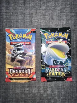 Pokemon TCG- Paldean Fates & Obsidian Flames Booster Pack Lot Of 2 Sealed Packs - Image 1