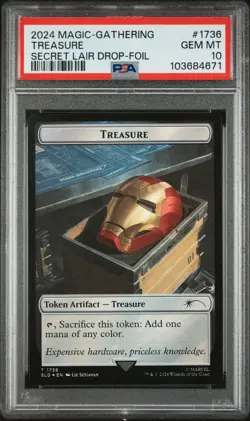 2024 MTG SECRET LAIR DROP MARVEL'S IRON MAN-FOIL #1736 TREASURE PSA 10 - Image 1