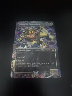 Leonardo, Cutting Edge R0211 Rare Foil Borderless TMNT NM MTG turtles magic - Image 1