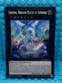 Yugioh! Chasma, Dragon Ruler Of Auroras 1st Edition ALIN-EN047 Secret Rare - Image 1