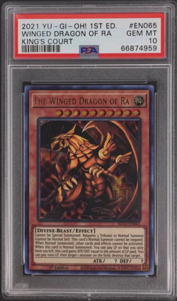 2021 YU-GI-OH! KING'S COURT 1ST ED. #KICO-EN065 THE WINGED DRAGON OF RA PSA 10 - Image 1