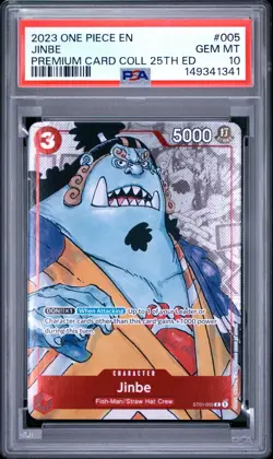 2023 One Piece Premium Card 25th Anniversary Jinbe #ST01-005 PSA 10 ENGLISH - Image 1