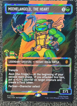 Michelangelo, the Heart (0092) (Borderless) (Surge Foil) - Commander: TMNT (TMC) - Image 1