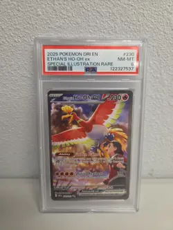 2025 POKEMON DRI EN-DESTINED RIVALS #230 ETHAN'S HO-OH EX PSA 8 - Image 1