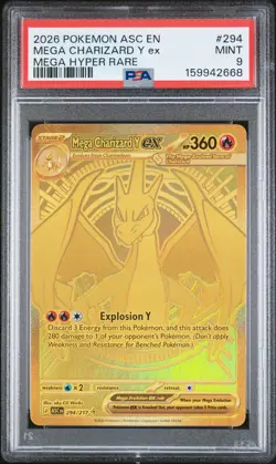 2026 POKEMON ASC EN-ASCENDED HEROES MEGA HYPER RARE MEGA CHARIZARD Y EX PSA 9 - Image 1