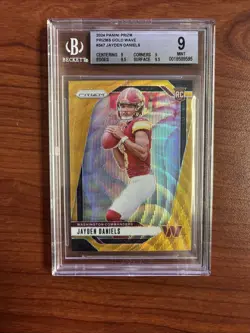 2024 Panini Prizm JAYDEN DANIELS ROOKIE Gold Wave Prizm /10 BGS 9 Mint - Image 1
