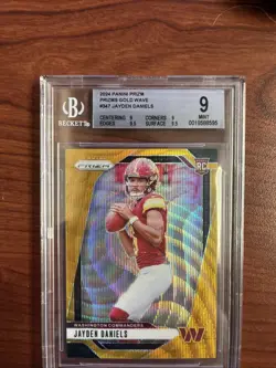 2024 Panini Prizm JAYDEN DANIELS ROOKIE Gold Wave Prizm /10 BGS 9 Mint - Image 2