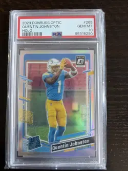 2023 Donruss Optic - Rated Rookie Quentin Johnston #265 Holo Prizm (RC) PSA 10 - Image 1