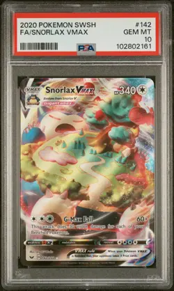 2020 POKEMON SWORD & SHIELD #142 FULL ART/SNORLAX VMAX PSA 10 - Image 1