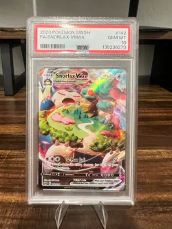 2020 POKEMON SWORD & SHIELD #142 FULL ART/SNORLAX VMAX PSA 10 - Image 1