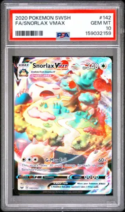 2020 POKEMON SWORD & SHIELD #142 FULL ART/SNORLAX VMAX PSA 10 - Image 1