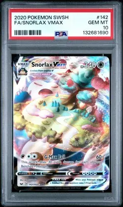 2020 POKEMON SWORD & SHIELD #142 FULL ART/SNORLAX VMAX PSA 10 New Cert - Image 3