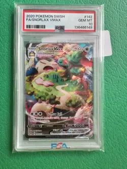 2020 POKEMON SWORD & SHIELD #142/202 FULL ART/SNORLAX VMAX PSA 10 - Image 1
