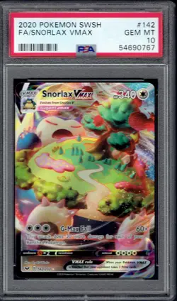 2020 Pokemon Snorlax VMAX Full Art 142/202 PSA 10 (Sword & Shield) - Image 1