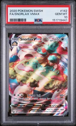 Pokemon Snorlax VMAX Full Art Ultra Rare Holo PSA 10 Sword & Shield 2020 #142 - Image 1