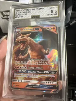 2019 Pokemon Charizard GX HOLO SM195 Black Star Promo Sun & Moon Graded AGS 9.5 - Image 2
