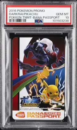 2016 POKEMON PROMO POKKEN TOURNAMENT BANA PASSPORT DARKRAI/PIKACHU PSA 10 - Image 1